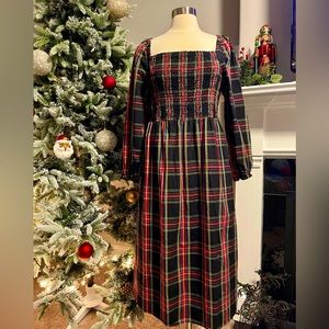 J. Crew Factory Cotton-Blend Poplin Smocked Midi Dress